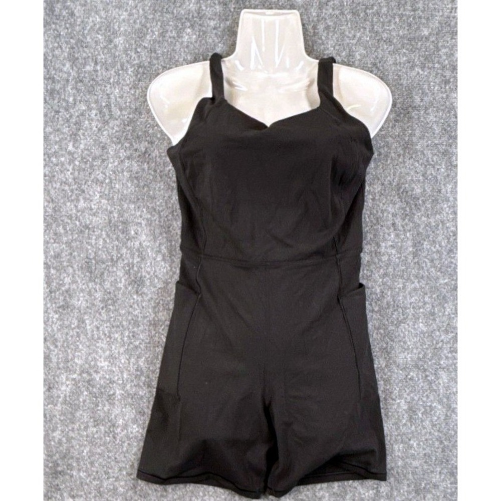 CALIA Inspire Short Bodysuit Pure Black Athletic Romper WAX14219 Womens S NWT
